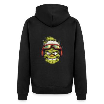Gnom Flieger Wintersport - Unisex Premium Bio Zip Hoodie - Schwarz - Hinten - Nico (187cm)