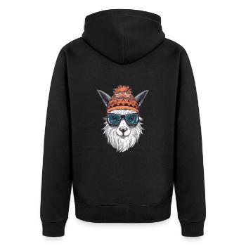 Lama Wintersport - Unisex Premium Bio Zip Hoodie - Schwarz - Hinten - Nico (187cm)