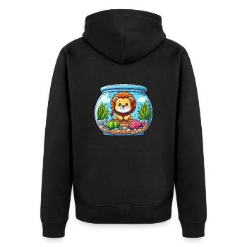 Löwe im Aquarium: Unterwasserfische - Unisex Premium Bio Zip Hoodie - Schwarz - Hinten - Nico (187cm)