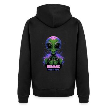 Außerirdischer 👽 - Unisex Premium Bio Zip Hoodie - Schwarz - Hinten - Nico (187cm)