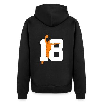 NUMÉRO 18 BASKETBALL 18E ANNIVERSAIRE - Veste à capuche bio Premium Unisexe - noir - Dos - Nico (187cm)