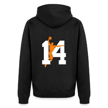 NUMBER 14 BASKETBALL 14TH BIRTHDAY - Unisex Premium Organic Zip Hoodie - black - Back - Nico (187cm)
