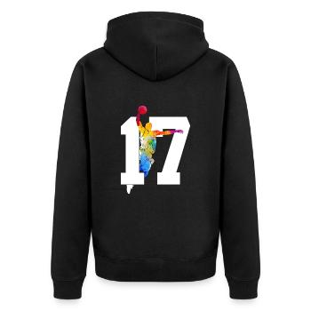 NUMBER 17 BASKETBALL 17TH BIRTHDAY - Unisex Premium Organic Zip Hoodie - black - Back - Nico (187cm)