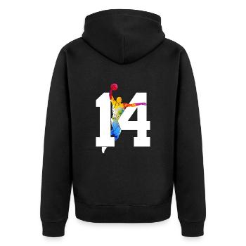 NUMBER 14 BASKETBALL 14TH BIRTHDAY - Unisex Premium Organic Zip Hoodie - black - Back - Nico (187cm)