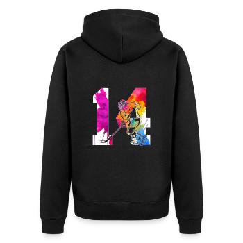 NUMBER 14 HOCKEY 14TH BIRTHDAY - Unisex Premium Organic Zip Hoodie - black - Back - Nico (187cm)