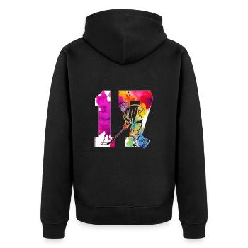 NUMBER 17 HOCKEY 17TH BIRTHDAY - Unisex Premium Organic Zip Hoodie - black - Back - Nico (187cm)