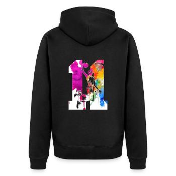 11. GEBURTSTAG BASKETBALL NUMMER 11 - Unisex Premium Bio Zip Hoodie - Schwarz - Hinten - Nico (187cm)
