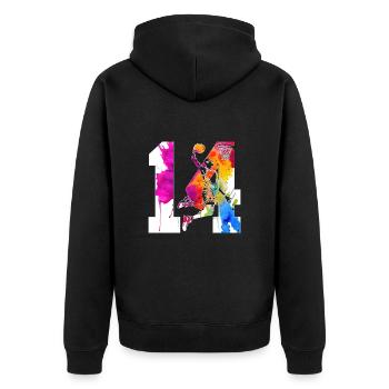 14TH BIRTHDAY BASKETBALL NUMBER 14 - Unisex Premium Organic Zip Hoodie - black - Back - Nico (187cm)