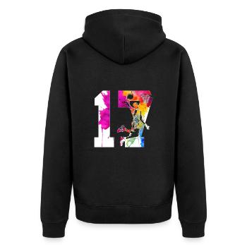 17TH BIRTHDAY BASKETBALL NUMBER 17 - Unisex Premium Organic Zip Hoodie - black - Back - Nico (187cm)