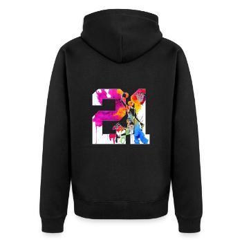 21. GEBURTSTAG BASKETBALL NUMMER 21 - Unisex Premium Bio Zip Hoodie - Schwarz - Hinten - Nico (187cm)