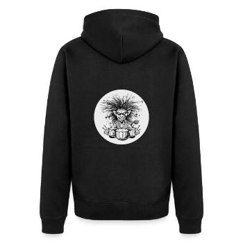 Drummer - Unisex Premium Bio Zip Hoodie - Schwarz - Hinten - Nico (187cm)