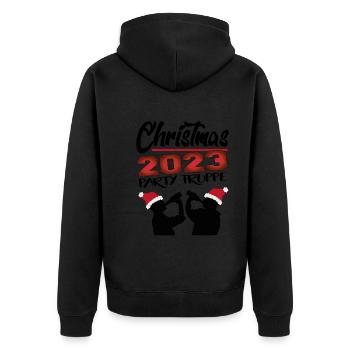 Weihnachten Christmas Alkohol Saufen Party Truppe - Unisex Premium Bio Zip Hoodie - Schwarz - Hinten - Nico (187cm)