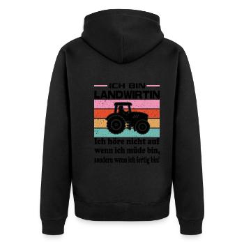 Bäuerin Protest Landwirtin Schnauze voll - Unisex Premium Bio Zip Hoodie - Schwarz - Hinten - Nico (187cm)