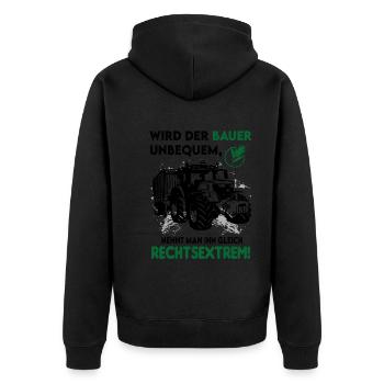 Bauern Proteste Demostration Politik Rechtsextrem - Unisex Premium Bio Zip Hoodie - Schwarz - Hinten - Nico (187cm)