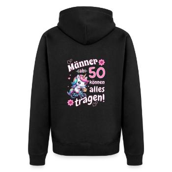 Männer ab 50. Geburtstag Mann 50 lustige Sprüche - Unisex Premium Bio Zip Hoodie - Schwarz - Hinten - Nico (187cm)