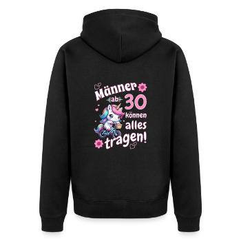 Männer ab 30...Geburtstag Mann 30 lustiger Spruch - Unisex Premium Bio Zip Hoodie - Schwarz - Hinten - Nico (187cm)