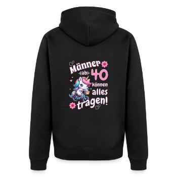 Hommes de plus de 40 ans...Anniversaire Homme 40 drôle de dicton - Veste à capuche bio Premium Unisexe - noir - Dos - Nico (187cm)