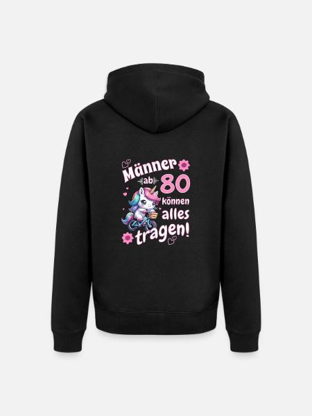 Hommes de 80...Anniversaire Homme 80 dictons amusants - Veste à capuche bio Premium Unisexe - noir