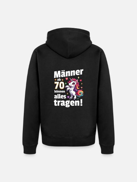 Homme 70e anniversaire. Idée cadeau drôle de dicton - Veste à capuche bio Premium Unisexe - noir