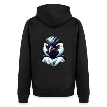 Pinguin Porträt Geometrie Kunstdesign - Unisex Premium Bio Zip Hoodie - Schwarz - Hinten - Nico (187cm)