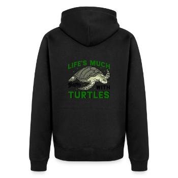 Turtle Lovers Turtle Pet - Unisex Premium Organic Zip Hoodie - black - Back - Nico (187cm)