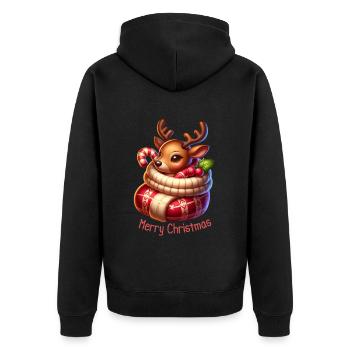 St. Nicholas Gift Sweet Reindeer - Unisex Premium Organic Zip Hoodie - black - Back - Nico (187cm)