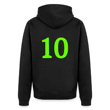 Anzahl 10 - Unisex Premium Bio Zip Hoodie - Schwarz - Hinten - Nico (187cm)