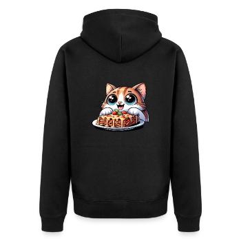 Chat aimant les lasagnes - Veste à capuche bio Premium Unisexe - noir - Dos - Nico (187cm)