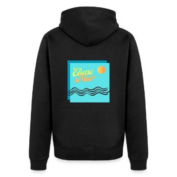 Etwas Meer, Vitamin Sea - Unisex Premium Bio Zip Hoodie - Schwarz - Hinten - Nico (187cm)