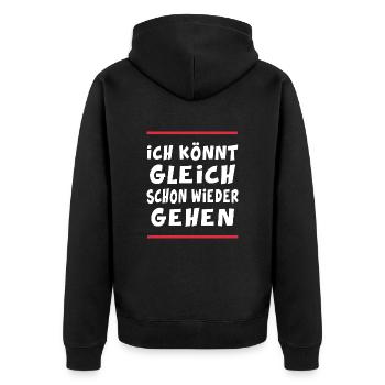 Sportgehen Geher Trail Marathon Leichtathletik - Unisex Premium Bio Zip Hoodie - Schwarz - Hinten - Nico (187cm)