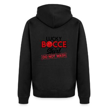 Boccia Spieler Boccia Spiel Boule - Unisex Premium Bio Zip Hoodie - Schwarz - Hinten - Nico (187cm)