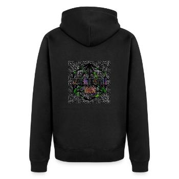 Azzy mit Style | 100% - Shop WoW - Unisex Premium Bio Zip Hoodie - Schwarz - Hinten - Nico (187cm)