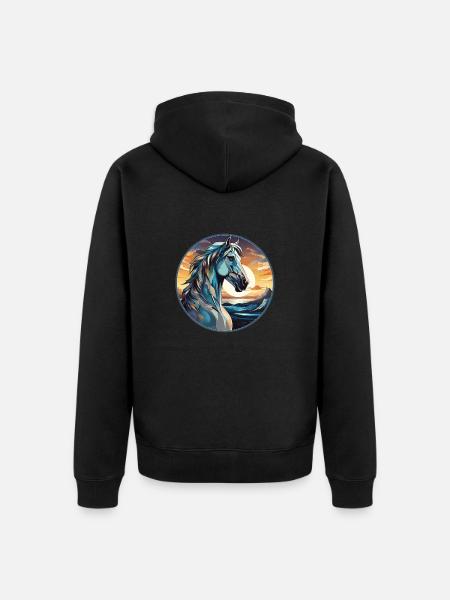 Pferd - Unisex Premium Bio Zip Hoodie - Schwarz