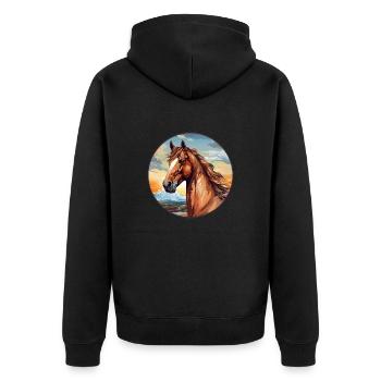 Pferd - Unisex Premium Bio Zip Hoodie - Schwarz - Hinten - Nico (187cm)