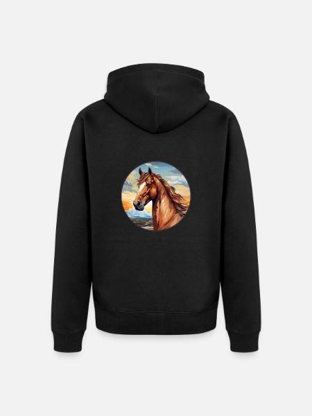 Pferd - Unisex Premium Bio Zip Hoodie - Schwarz