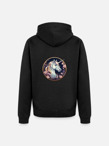 Einhorn - Unisex Premium Bio Zip Hoodie - Schwarz