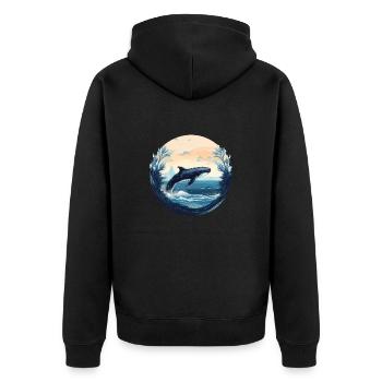 Wal - Unisex Premium Bio Zip Hoodie - Schwarz - Hinten - Nico (187cm)
