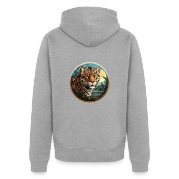 Jaguar - Veste à capuche bio Premium Unisexe - gris chiné - Dos - Nico (187cm)
