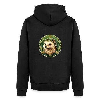 Igel - Unisex Premium Bio Zip Hoodie - Schwarz - Hinten - Nico (187cm)