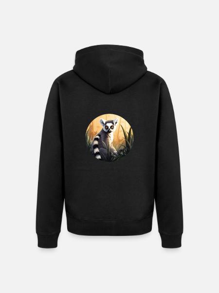 Lemur - Unisex Premium Organic Zip Hoodie - black
