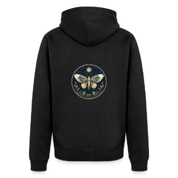 Moth - Unisex Premium Organic Zip Hoodie - black - Back - Nico (187cm)