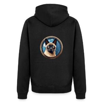 Siamese cat - Unisex Premium Organic Zip Hoodie - black - Back - Nico (187cm)