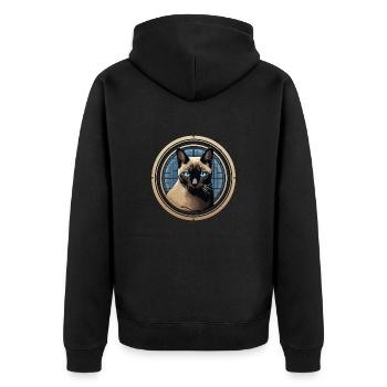 Siamese cat - Unisex Premium Organic Zip Hoodie - black - Back - Nico (187cm)