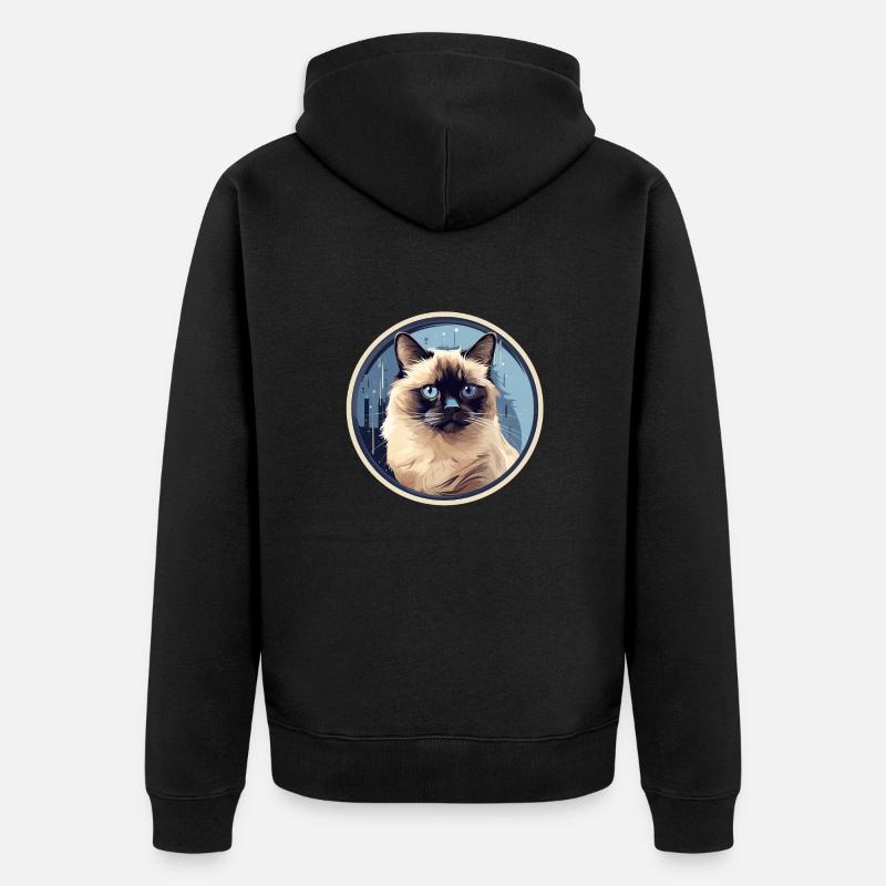 Birma Katze - Unisex Premium Bio Zip Hoodie - Schwarz