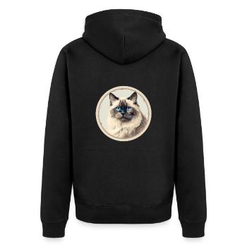 Ragdoll Katze - Unisex Premium Bio Zip Hoodie - Schwarz - Hinten - Nico (187cm)