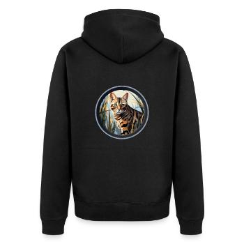 Bengalkatze - Unisex Premium Bio Zip Hoodie - Schwarz - Hinten - Nico (187cm)