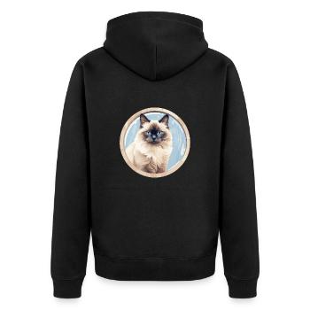 Burmese Cat - Unisex Premium Organic Zip Hoodie - black - Back - Nico (187cm)