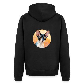 Cornish Rex Katze - Unisex Premium Bio Zip Hoodie - Schwarz - Hinten - Nico (187cm)