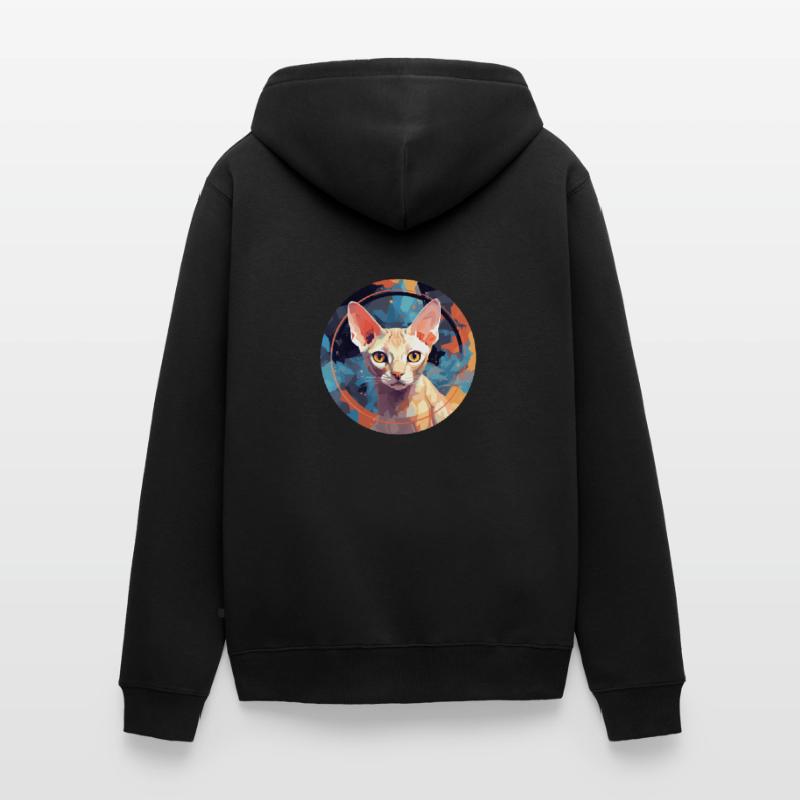 Devon Rex Katze Unisex Premium Bio Zip Hoodie