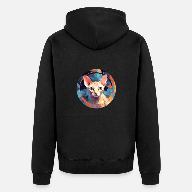 Devon Rex Chat - Veste à capuche bio Premium Unisexe - noir